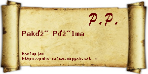 Pakó Pálma névjegykártya